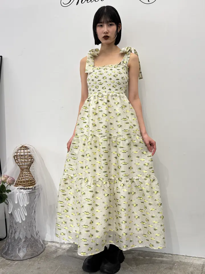flower organdie tiered long one-piece | HONEY MI HONEY
