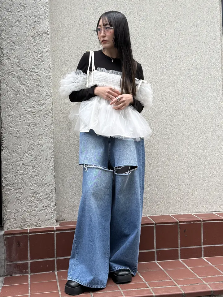 ESPRIT｜tulle puff sleeve blouse｜チュールパフスリーブブラウス