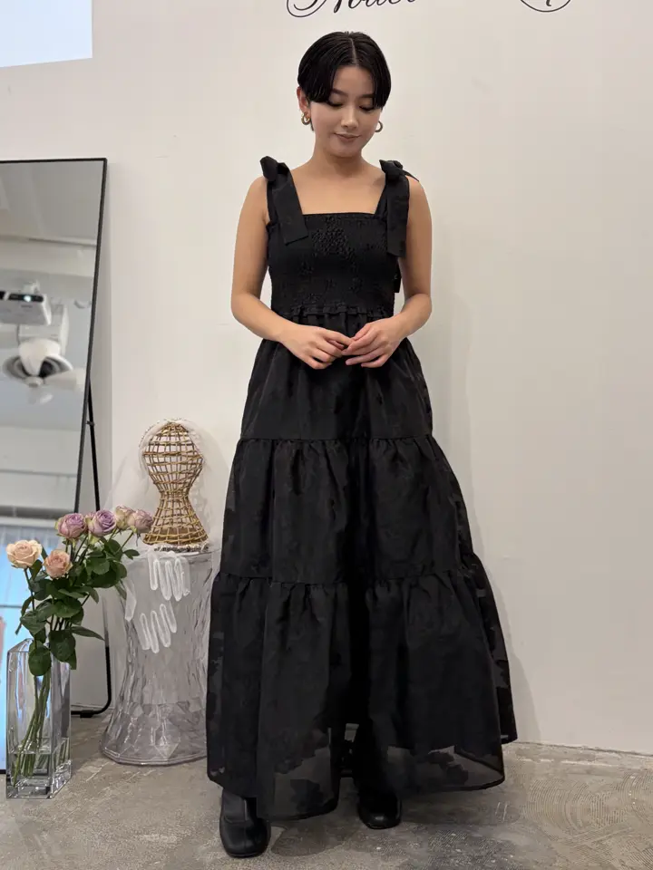 flower organdie tiered long one-piece | HONEY MI HONEY