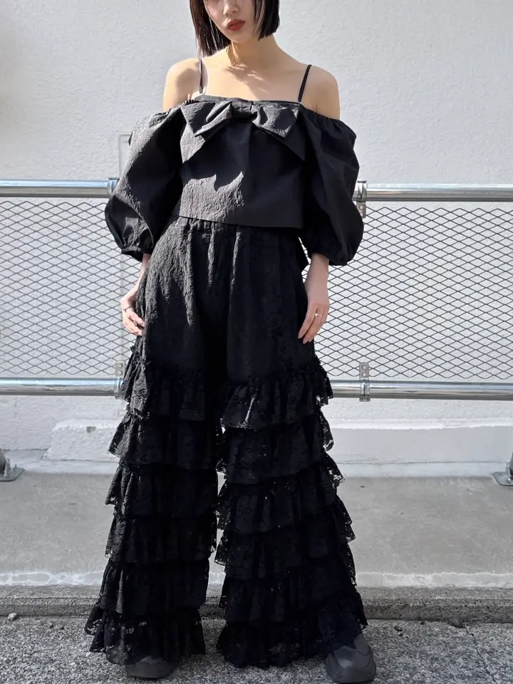 jacquard ribbon puff blouse | HONEY MI HONEY