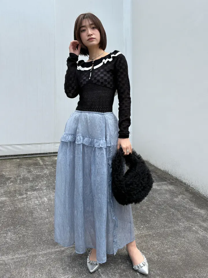 HONEY MI HONEY｜jacquard organdie frill skirt