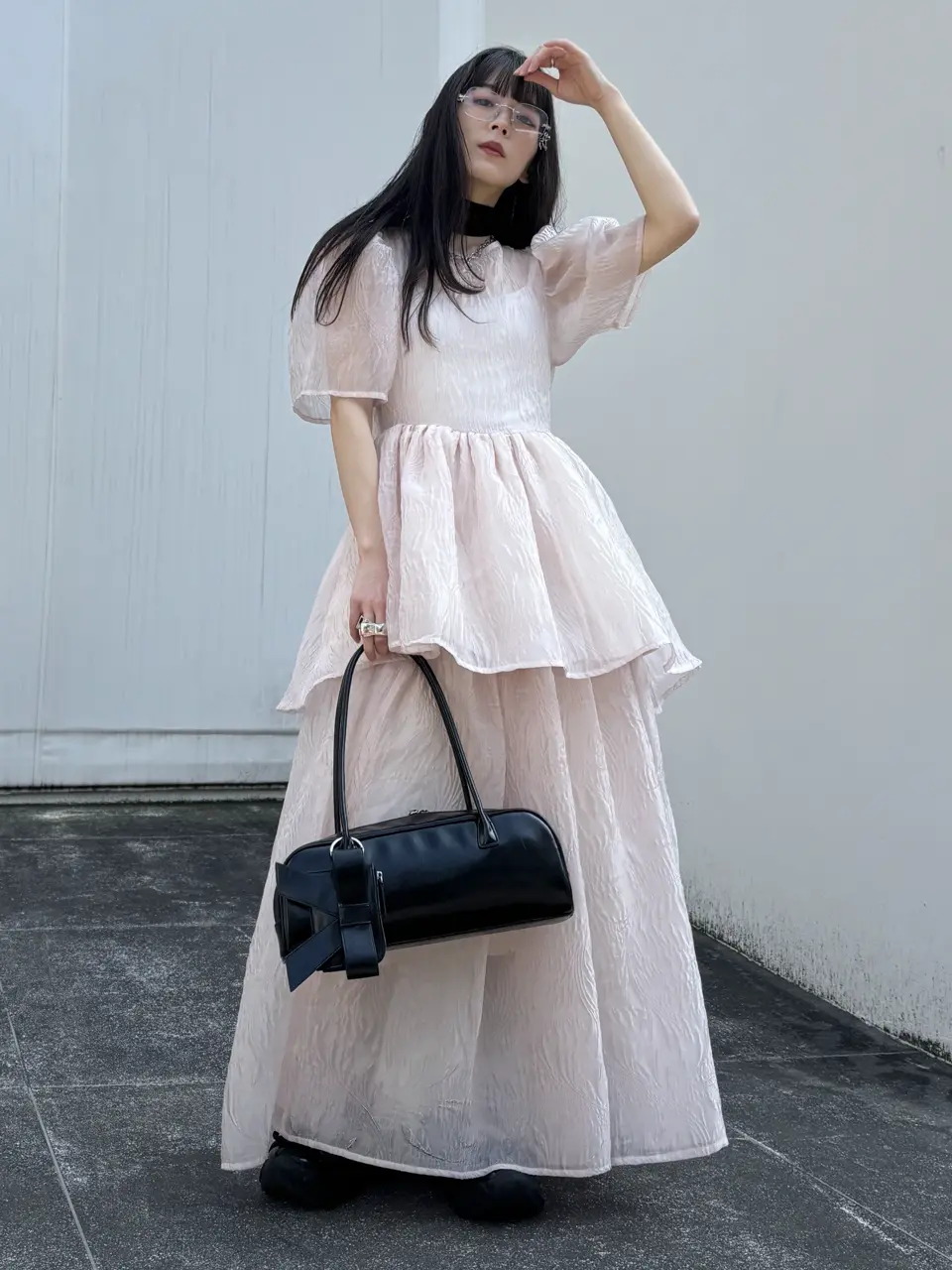 HONEY MI HONEY｜jacquard organdie frill skirt