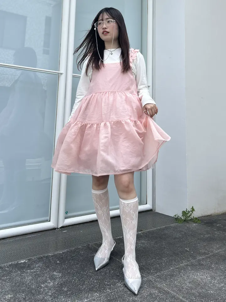 HONEYMIHONEY/ロングトップス HONEY MI HONEY｜taffeta frill long t-shirt｜タフタフリルロングTシャツ
