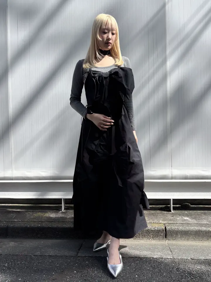 ESPRIT｜taffeta ribbon drape skirt