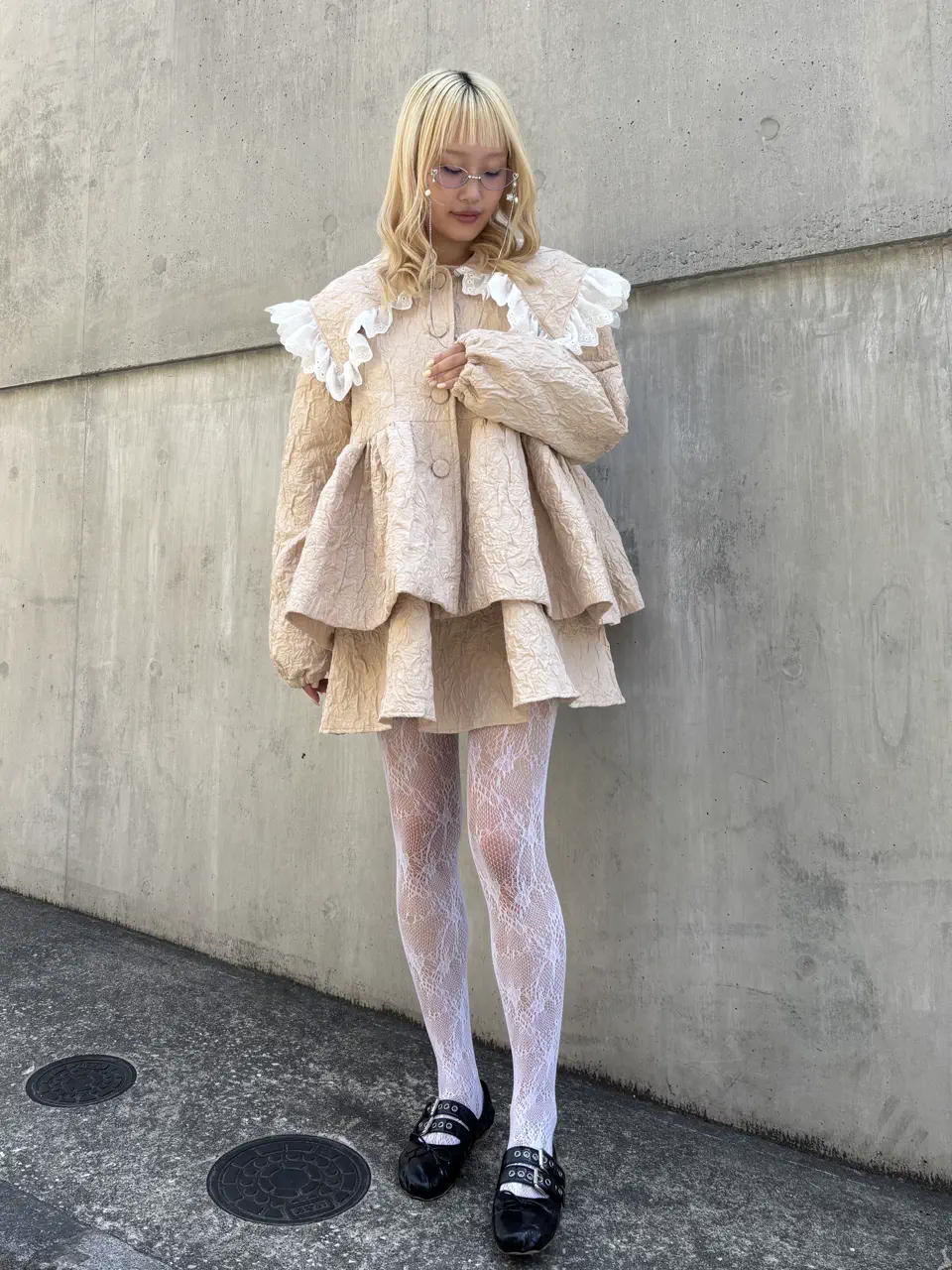 cotton frill quilting sailor peplum coat | HONEY MI HONEY