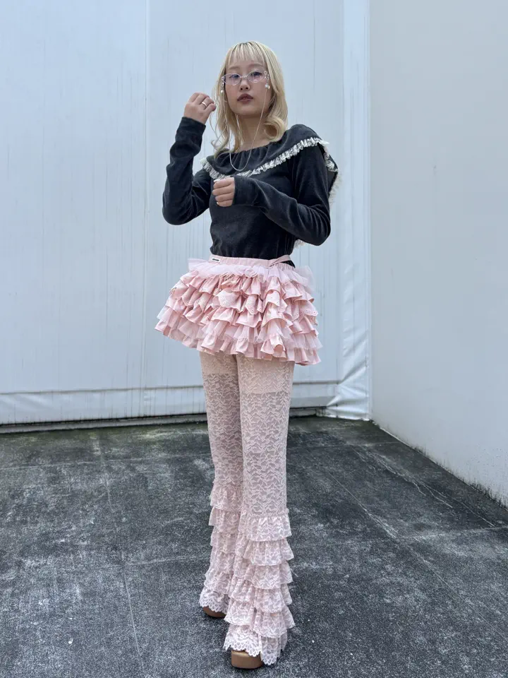 lace tiered frill flare pants | HONEY MI HONEY