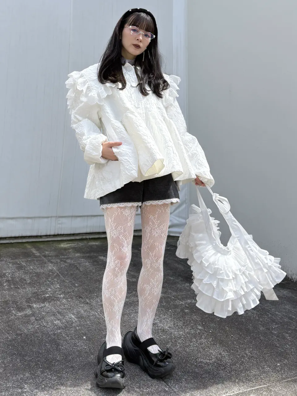 cotton frill quilting sailor peplum coat | HONEY MI HONEY