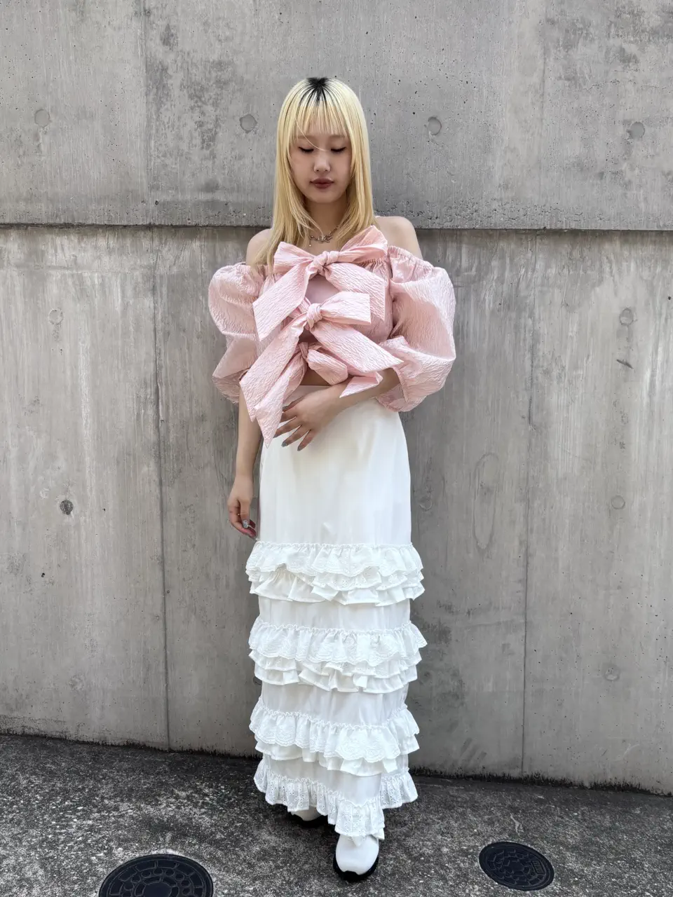 jacquard ribbon puff blouse | HONEY MI HONEY