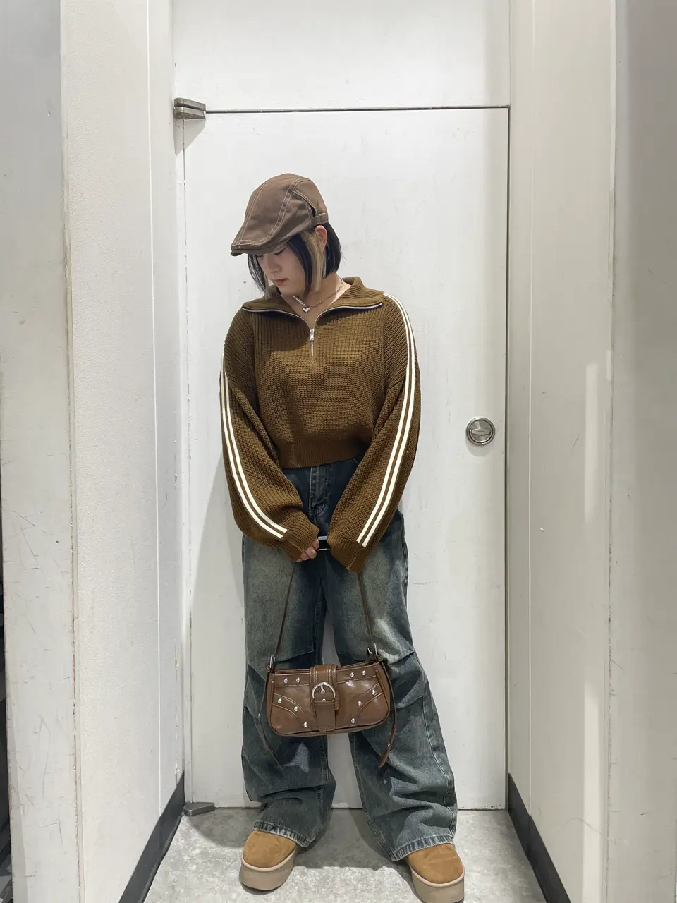 ハーフジップ ライン デザイン ニット トップス 793-9421 – ANAP