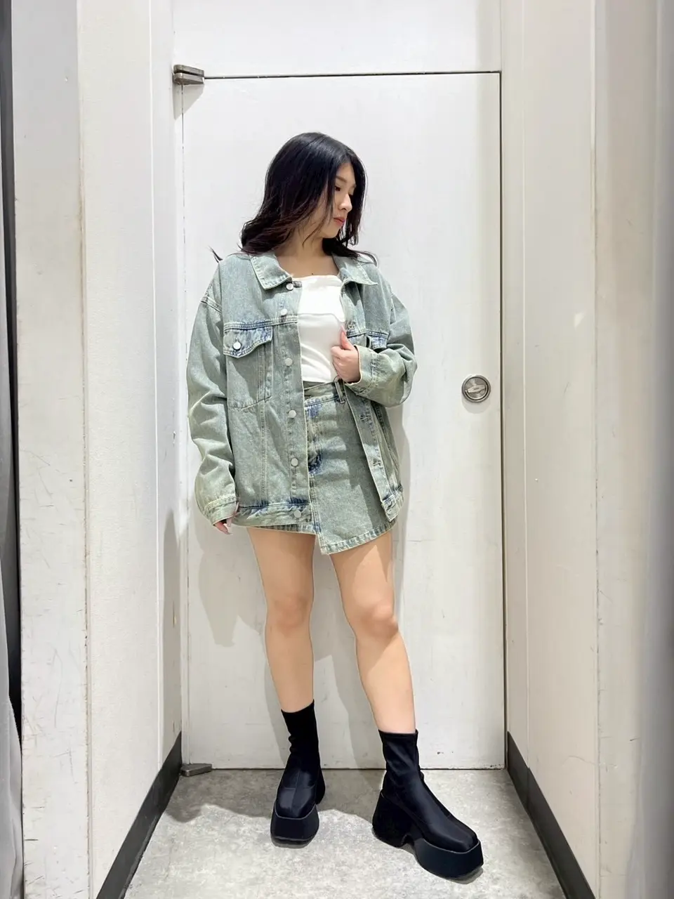 クロスウエスト ラップ デニム ショートパンツ 792-9483 – ANAP
