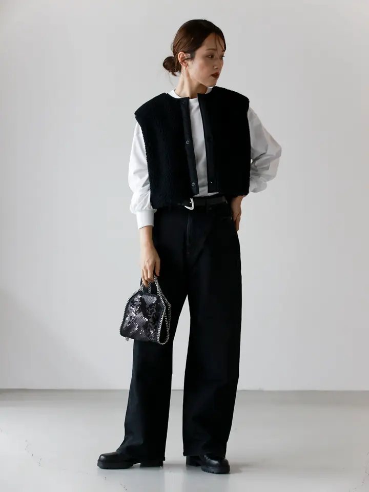 hyke 24AW ボアベスト　黒 HYKE(ハイク)】 FAUX SHEARLING VEST｜PARIGOT ONLINE（パリゴ