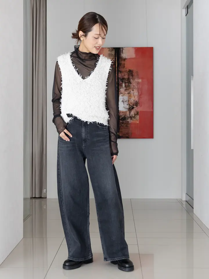 美品 near.nippon ニアーニッポン / フロントノットオールインワン near.nippon(ニアーニッポン)】手捺染ぼかし柄オールインワン