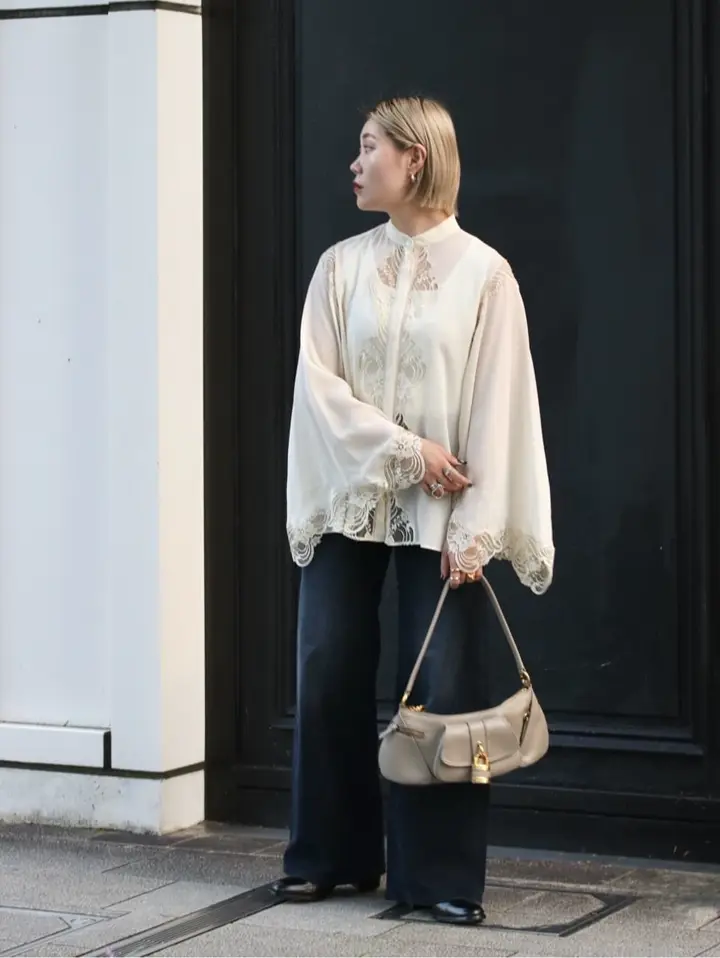 Chloé クロエ　シルクジョーゼット製フルイドブラウス サンドブラウン Chloe(クロエ)】 シルクジョーゼット製フルイドブラウス｜PARIGOT