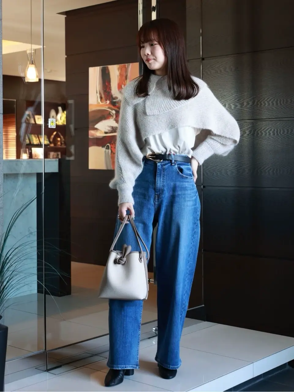 near.nippon(ニアーニッポン)】 オーバルバックル レザーベルト