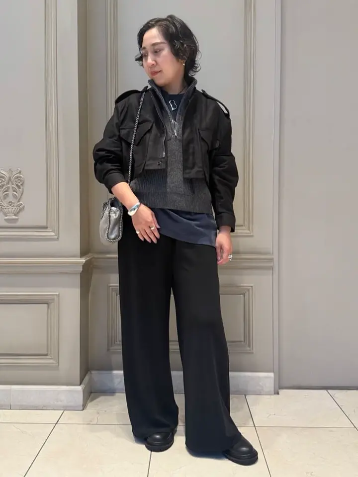 【新品タグ付✨】HYKE ハイク　ロゴ刺繍あり　ニットベスト　ネイビー　シルク混 新品タグ付✨】HYKE ハイク ロゴ刺繍あり ニットベスト ネイビー