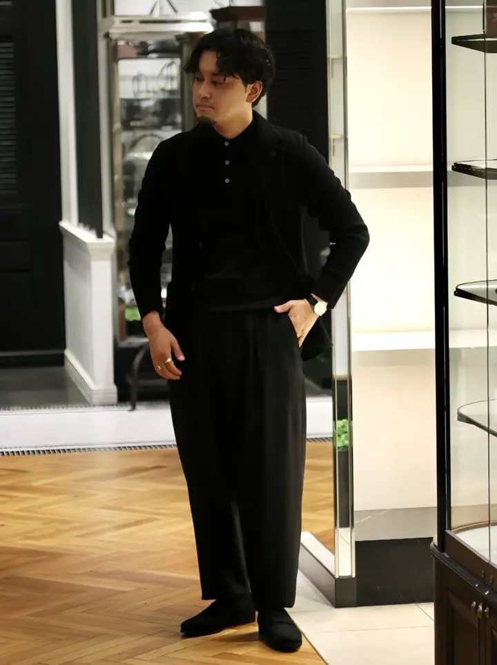 LARDINI(ラルディーニ)】 ウールワッフルニットシングルジャケット