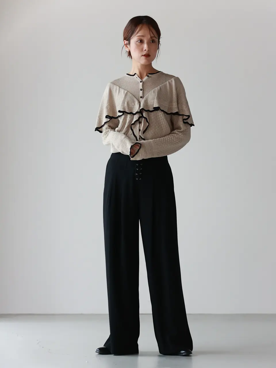 fetico フェティコ　カーディガン　サイズ2 25SS】FETICO フェティコ / ROSE-EMBROIDERED VELOUR CARDIGAN