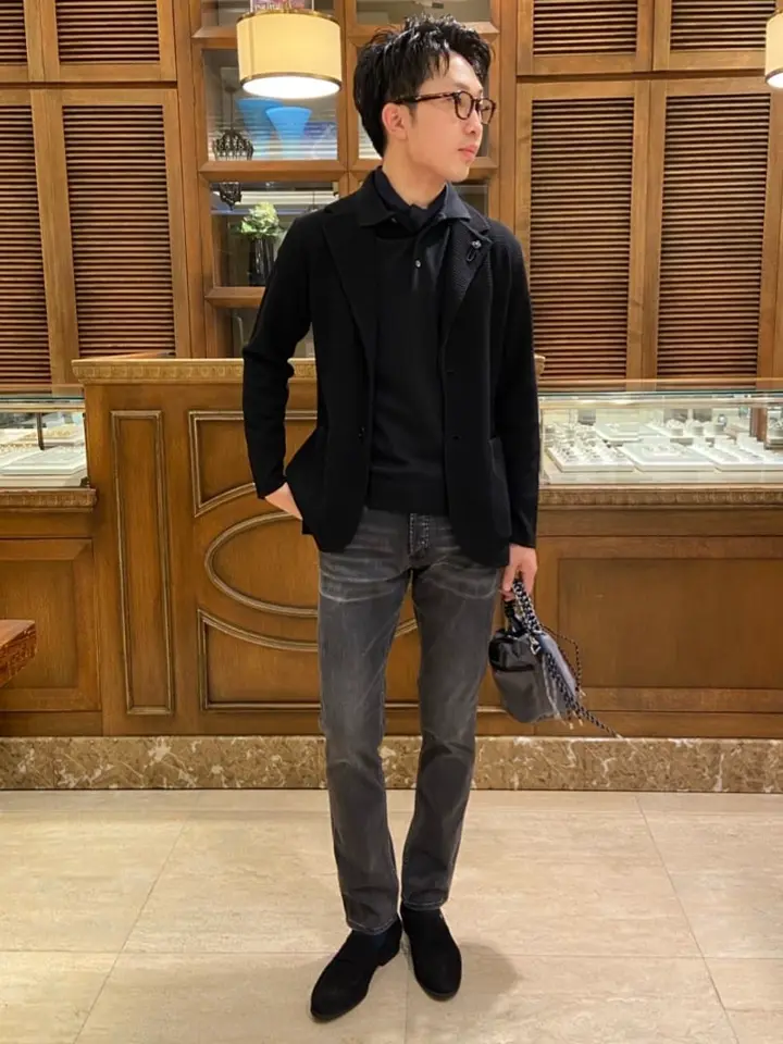 LARDINI(ラルディーニ)】 ウールワッフルニットシングルジャケット