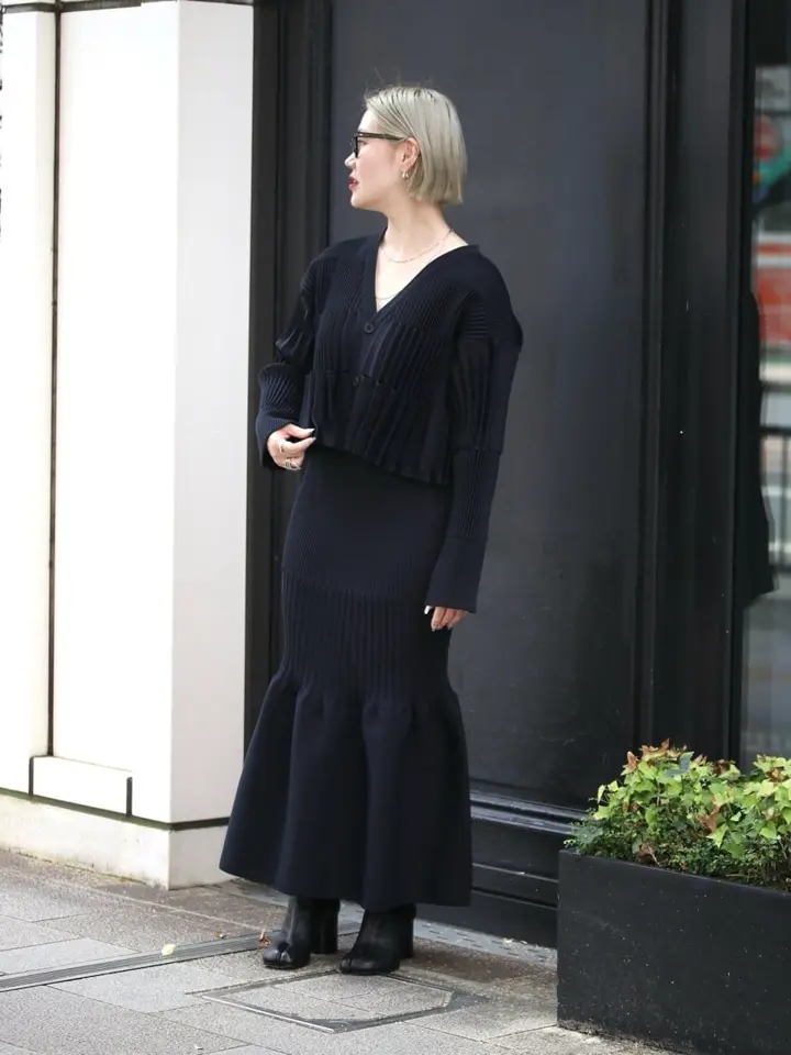 【タグ付き新品未使用】CFCL クロップドカーディガン ブラック フリーサイズ WOOL GARTER CROPPED CARDIGAN