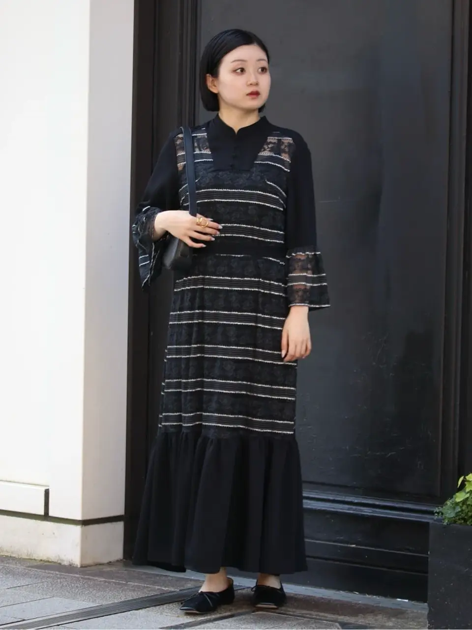 LOKITHO(ロキト)】 PARIGOT別注 BORDER LACE BLACK DRESS｜PARIGOT
