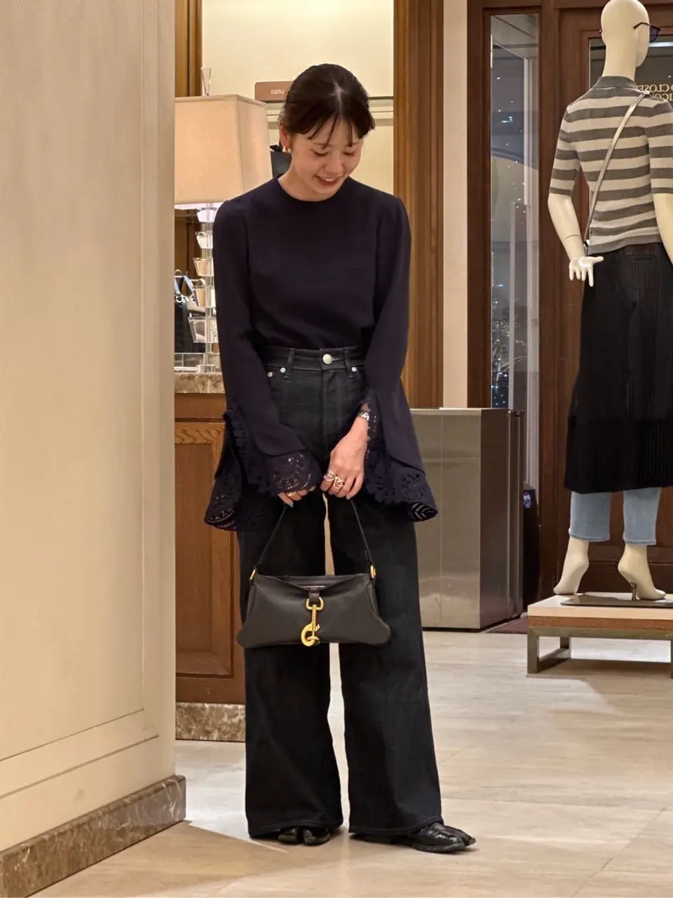 トップス mame Embroidered Cuff Top Embroidered Cuffs Top - navy - Mame Kurogouchi