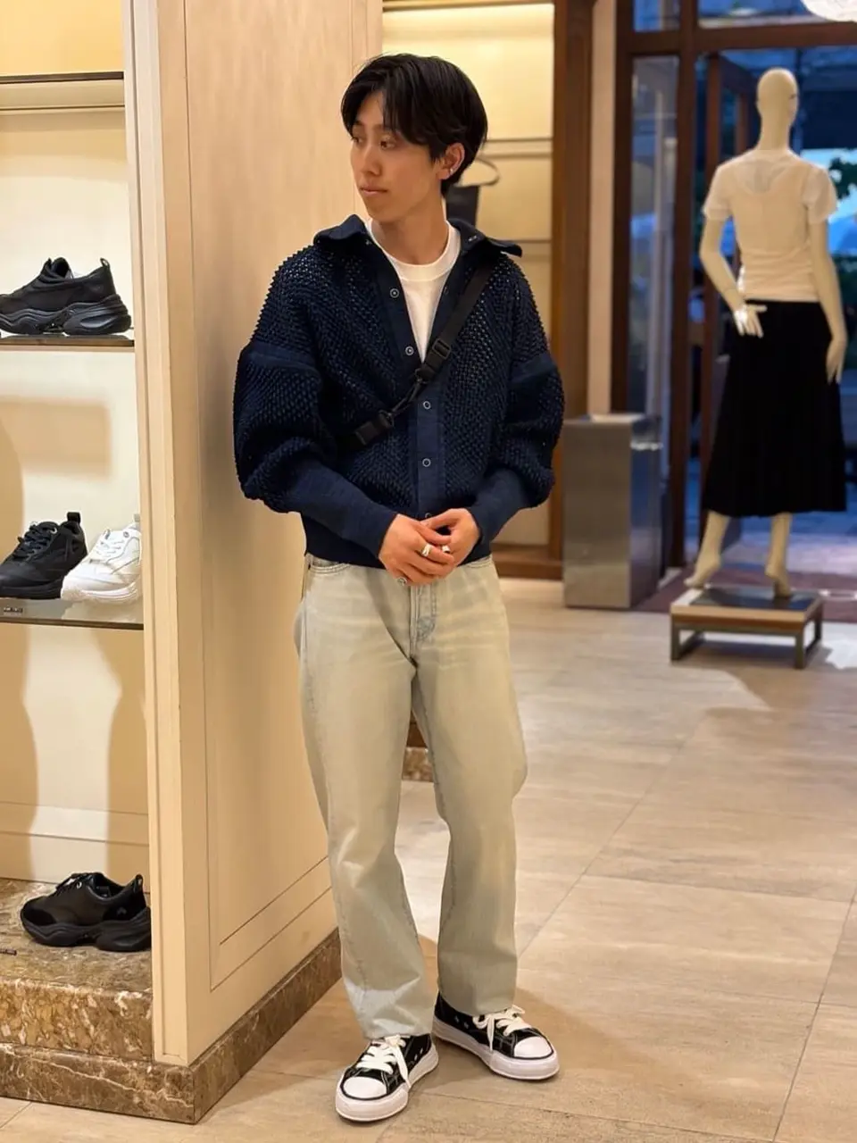 CFCL(シーエフシーエル)】 LATTICE KNIKAT STAND FALL COLLAR BLOUSON