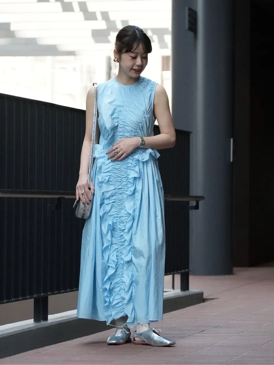 セシリーバンセン ティアード 半袖ワンピース 水色 Cecilie Bahnsen(セシリー バンセン)】 OLE DRESS｜PARIGOT ONLINE