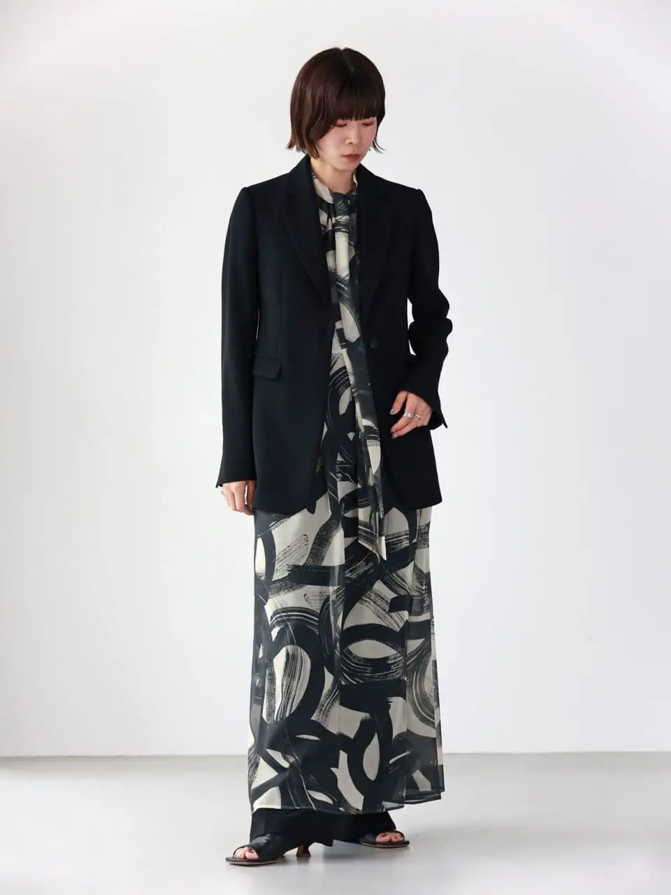 Mame Kurogouchi(マメ クロゴウチ)】 Acetate Polyester Collarless Mame Kurogouchi(マメ クロゴウチ)】 Acetate Polyester Collarless