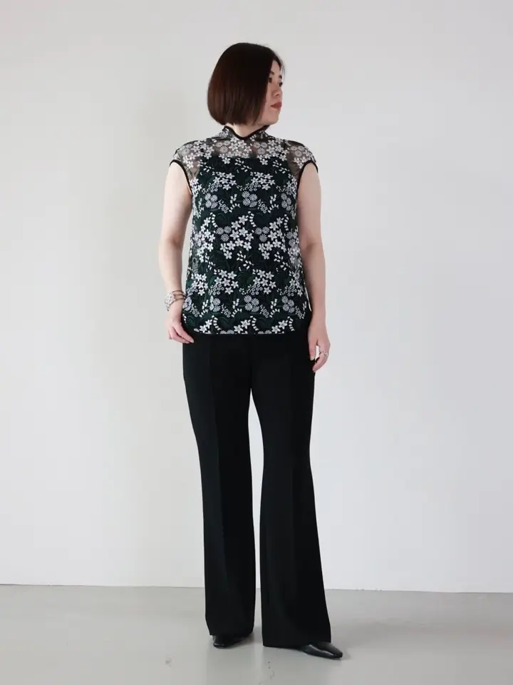 Mame Kurogouchi(マメ クロゴウチ)】 Acetate Polyester Collarless