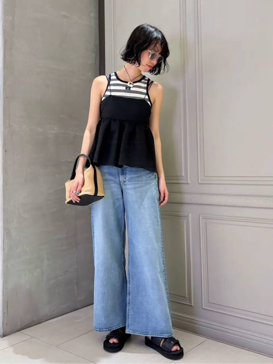 GANNI(ガニー)】 STRIPED SOFT COTTON RIB TANK TOP｜PARIGOT ONLINE