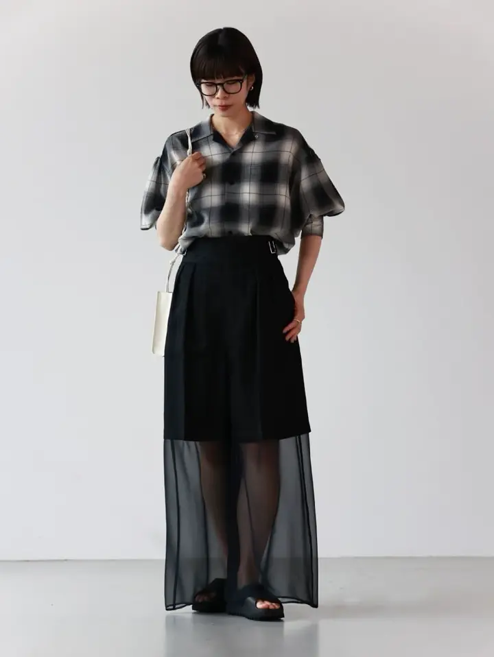 HYKE(ハイク)】 T/W OMBRE CHECK BALLOON SLEEVE BLOUSE