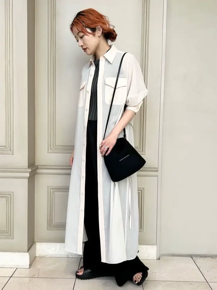 HYKE ribbed sleeves ホワイト　2 HYKE(ハイク)】 WIDE RIBBED DOUBLE SHOULDER SWEATER｜PARIGOT