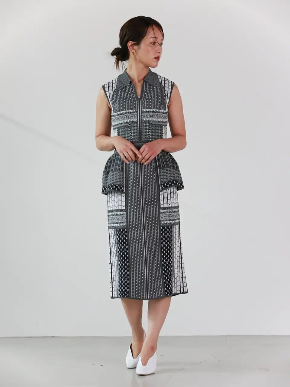 Mame Kurogouchi(マメ クロゴウチ)】 Geometric Pattern Knitted Dress
