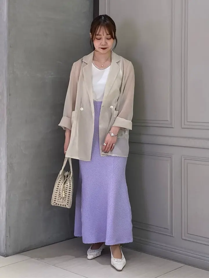 Mame Kurogouchi(マメ クロゴウチ)】 Shirring Jersey Jacquard Flare