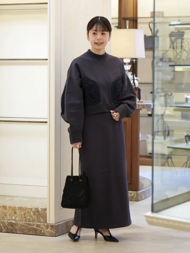 Mame Kurogouchi(マメ クロゴウチ)】 Cording Embroidery Sweat Skirt