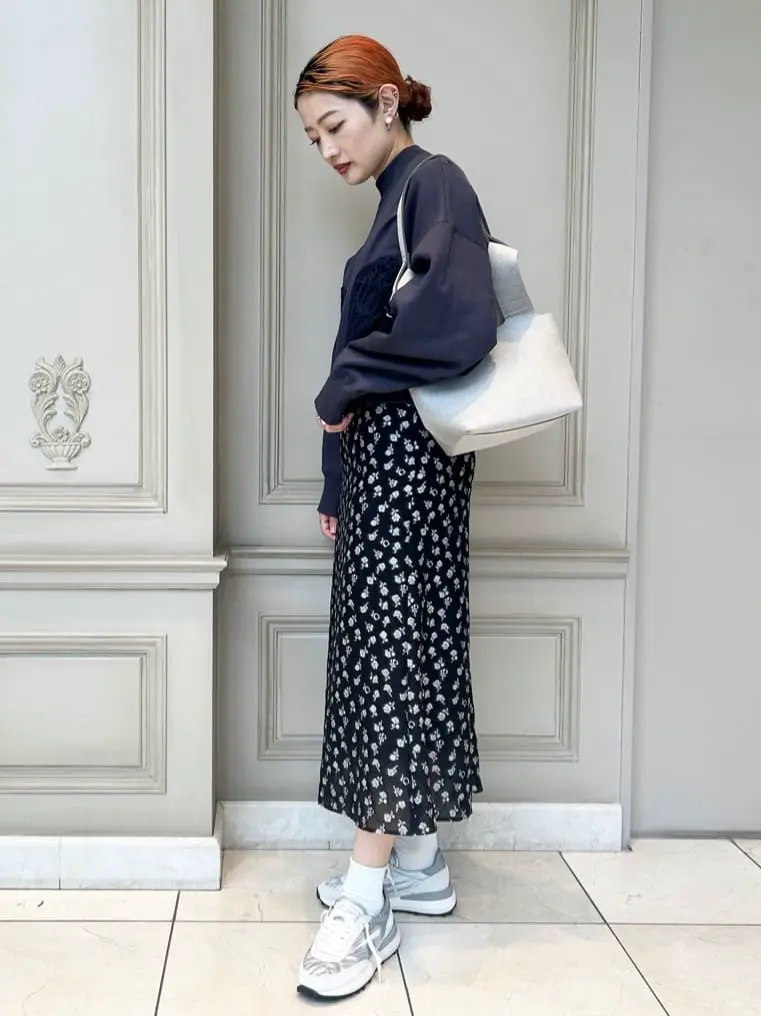 N*様 【マメクロゴウチ】 ロングスカート 花柄 総柄 グレー 1 2024SS Mame Kurogouchi(マメ クロゴウチ)】 Floral Jacquard A-Line Skirt