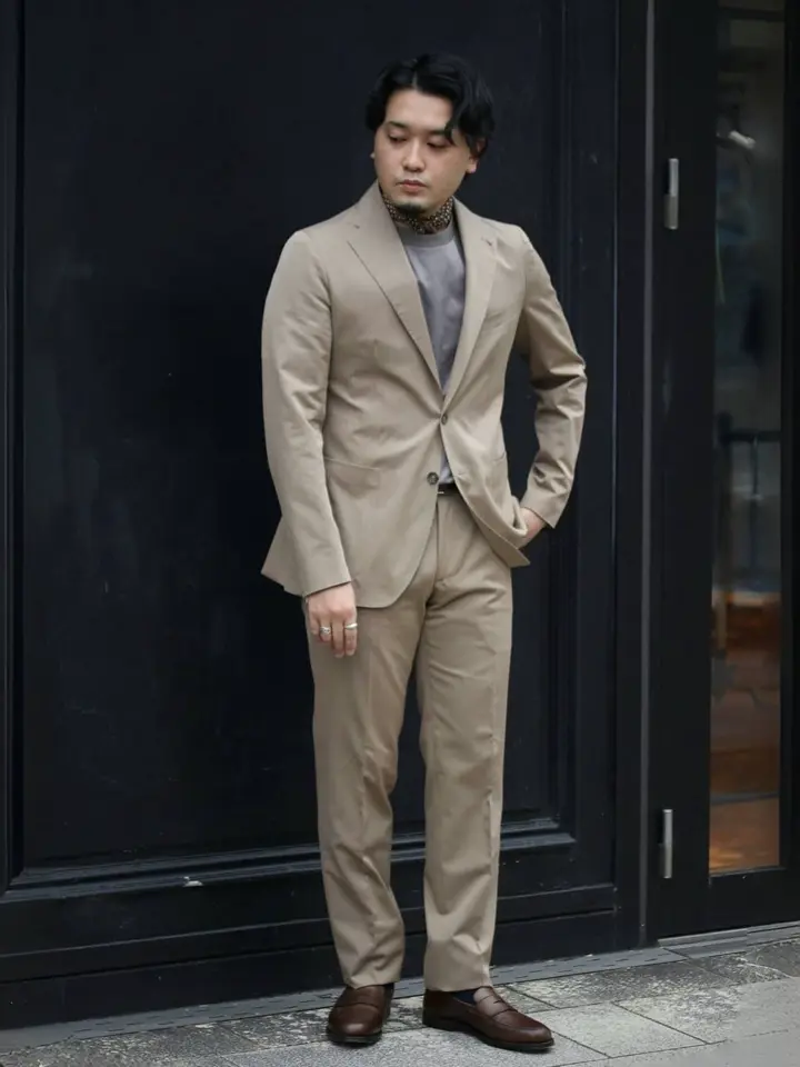 ym様用　タリアトーレ シングルスーツ セットアップ ベージュ系 46 M 美品 タリアトーレ セットアップ シングル スーツ ブラウン系 ベージュ系 46 M