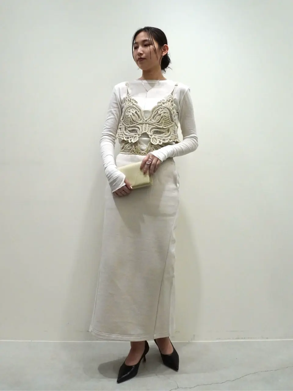 Mame Kurogouchi(マメ クロゴウチ)】 Cording Embroidery Sweat Skirt