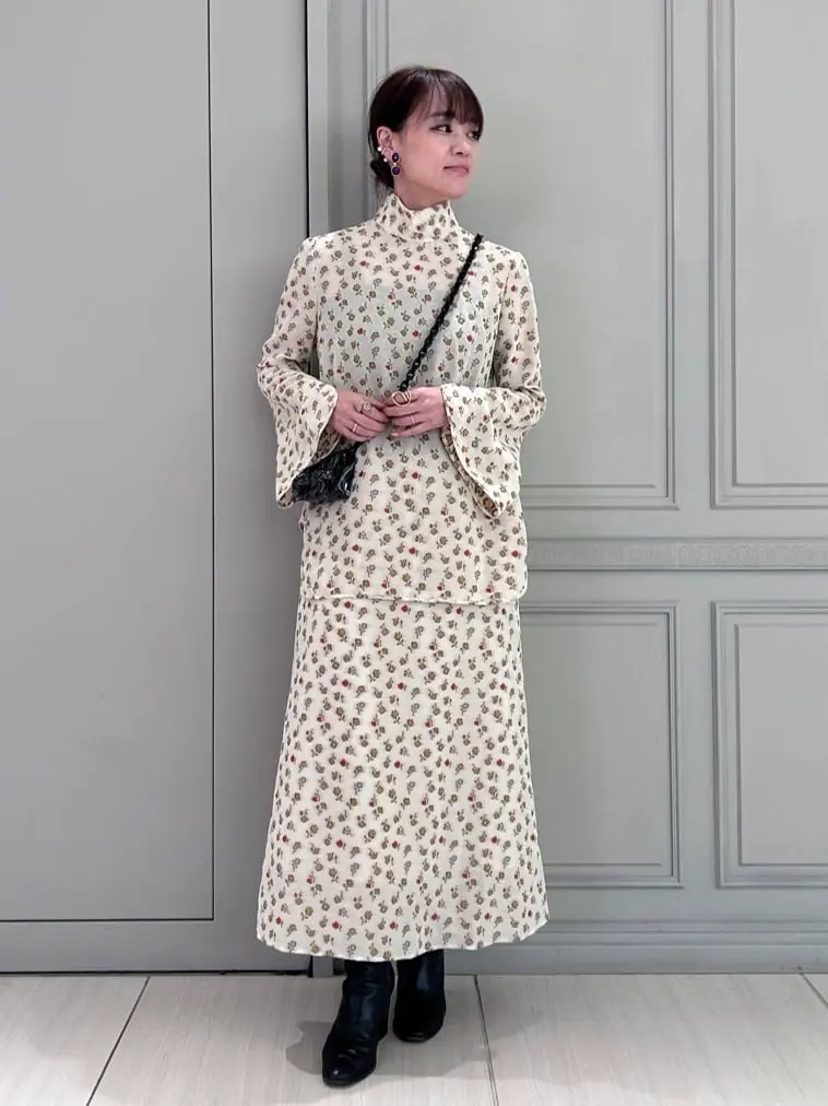 Mame Kurogouchi(マメ クロゴウチ)】 Floral Jacquard A-Line Skirt