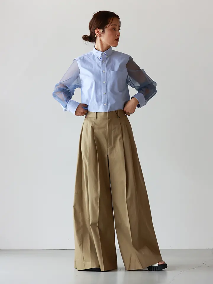 HYKE(ハイク)】 OXFORD B.D. SHIRT WITH SHEER SLEEVE｜PARIGOT ONLINE