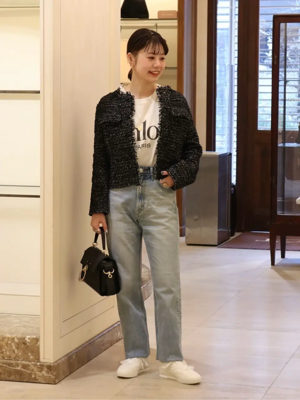 Chloe(クロエ)】 コットンジャージー製オーバーサイズ ロゴTシャツ