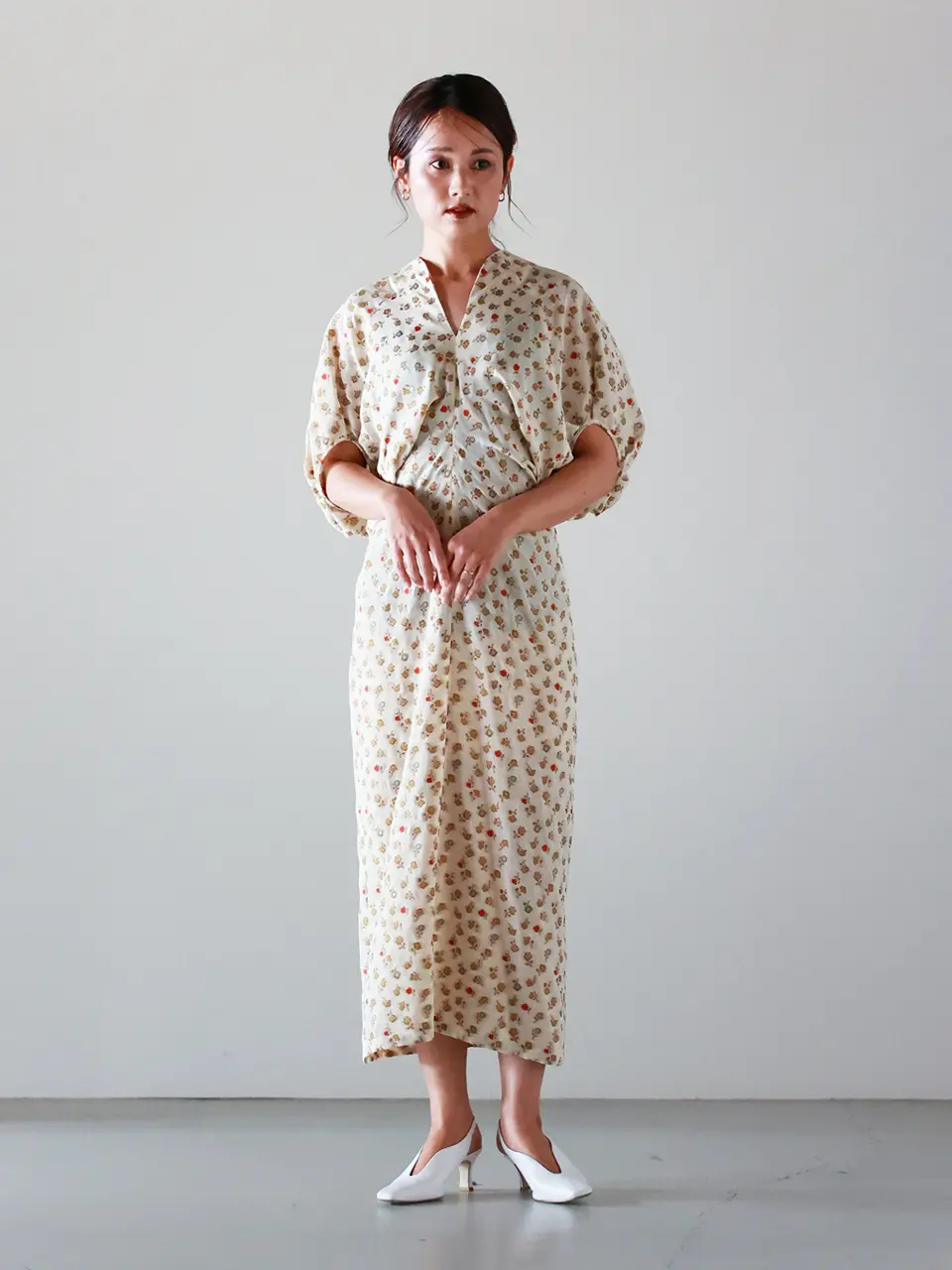 Mame Kurogouchi(マメ クロゴウチ)】 Floral Jacquard Volume Sleeves