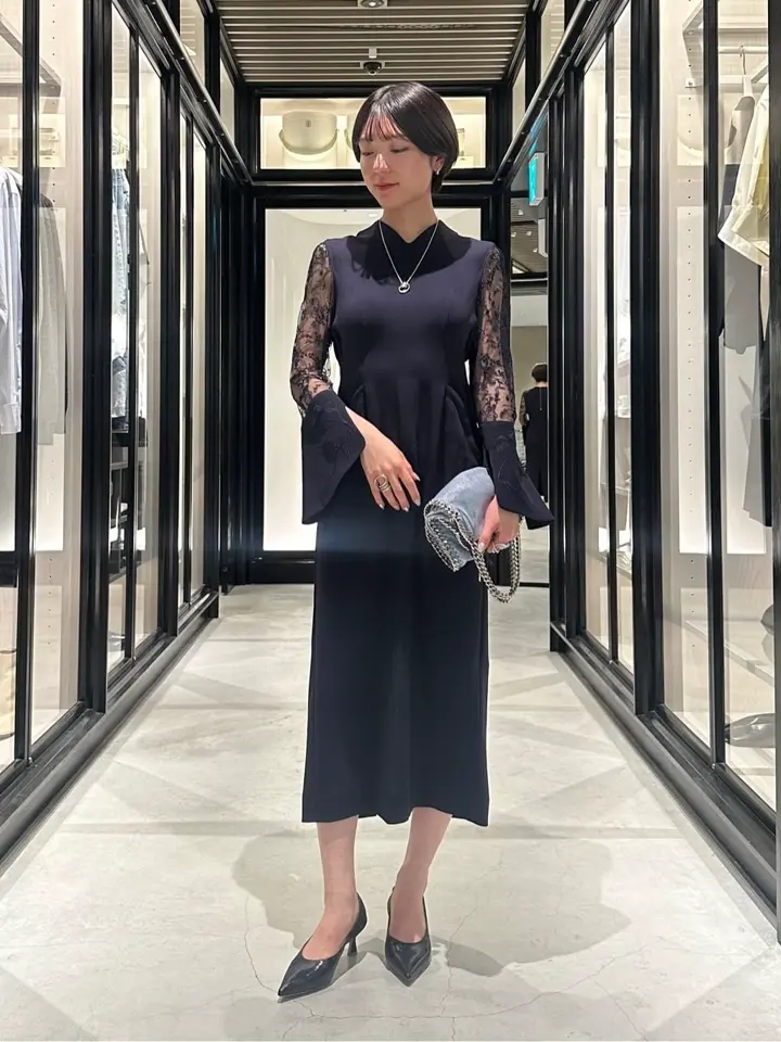 Mame Kurogouchi(マメ クロゴウチ)】 Acetate Polyester Floral Lace