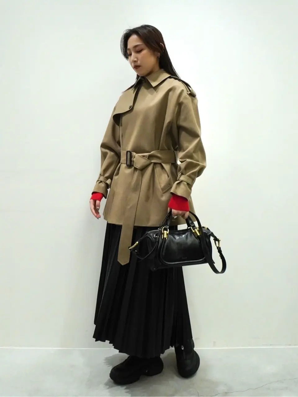 ハイク　ショートコート　赤　サイズ1 PUBLIC TOKYO ノーカラーコート コート SUPER140ダブルベロアショート