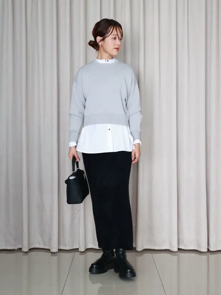 【PARIGOT(パリゴ)】 ラインリブニット FREE アイボリー　白 PARIGOT(パリゴ)】 ラインリブニット FREE アイボリー 白