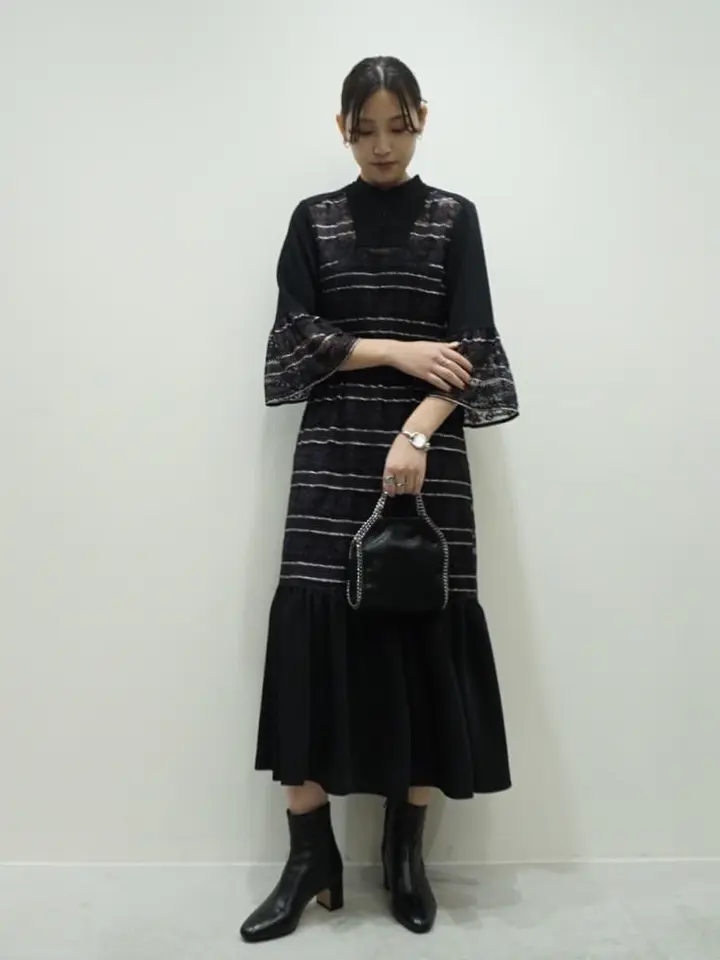 LOKITHO(ロキト)】 PARIGOT別注 BORDER LACE BLACK DRESS｜PARIGOT