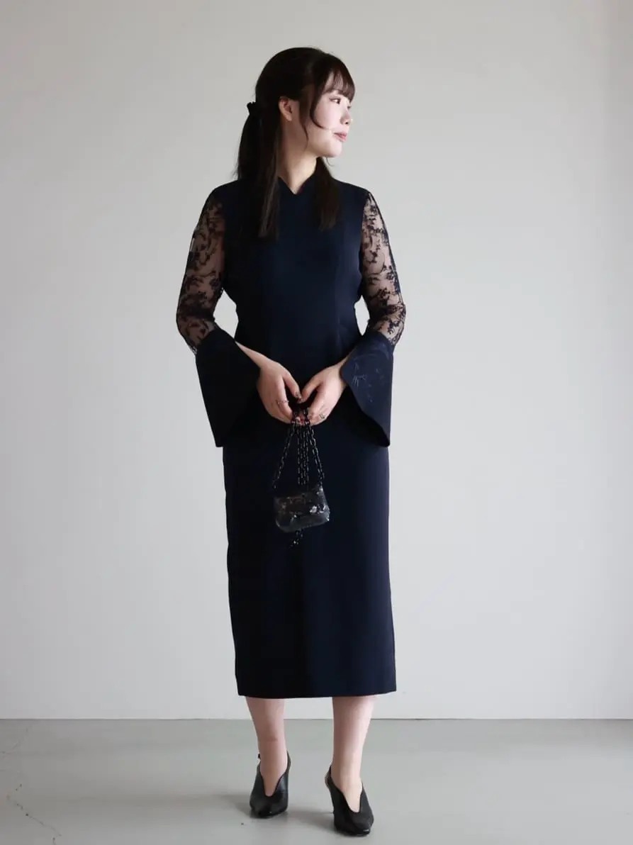 Mame Kurogouchi(マメ クロゴウチ)】 Acetate Polyester Floral Lace