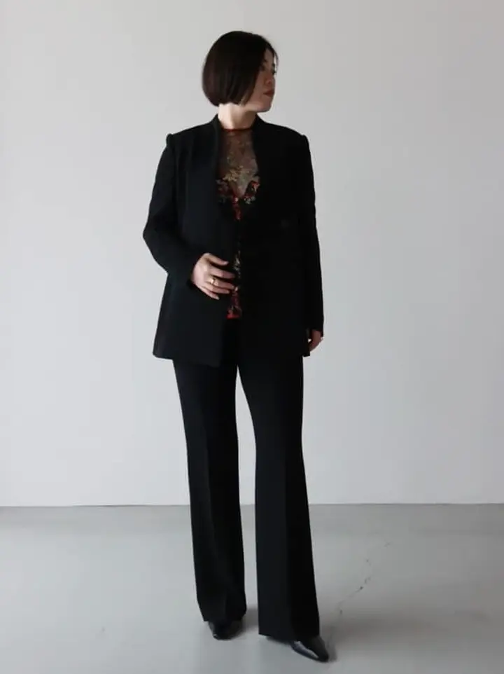 Mame Kurogouchi(マメ クロゴウチ)】 Acetate Polyester Collarless