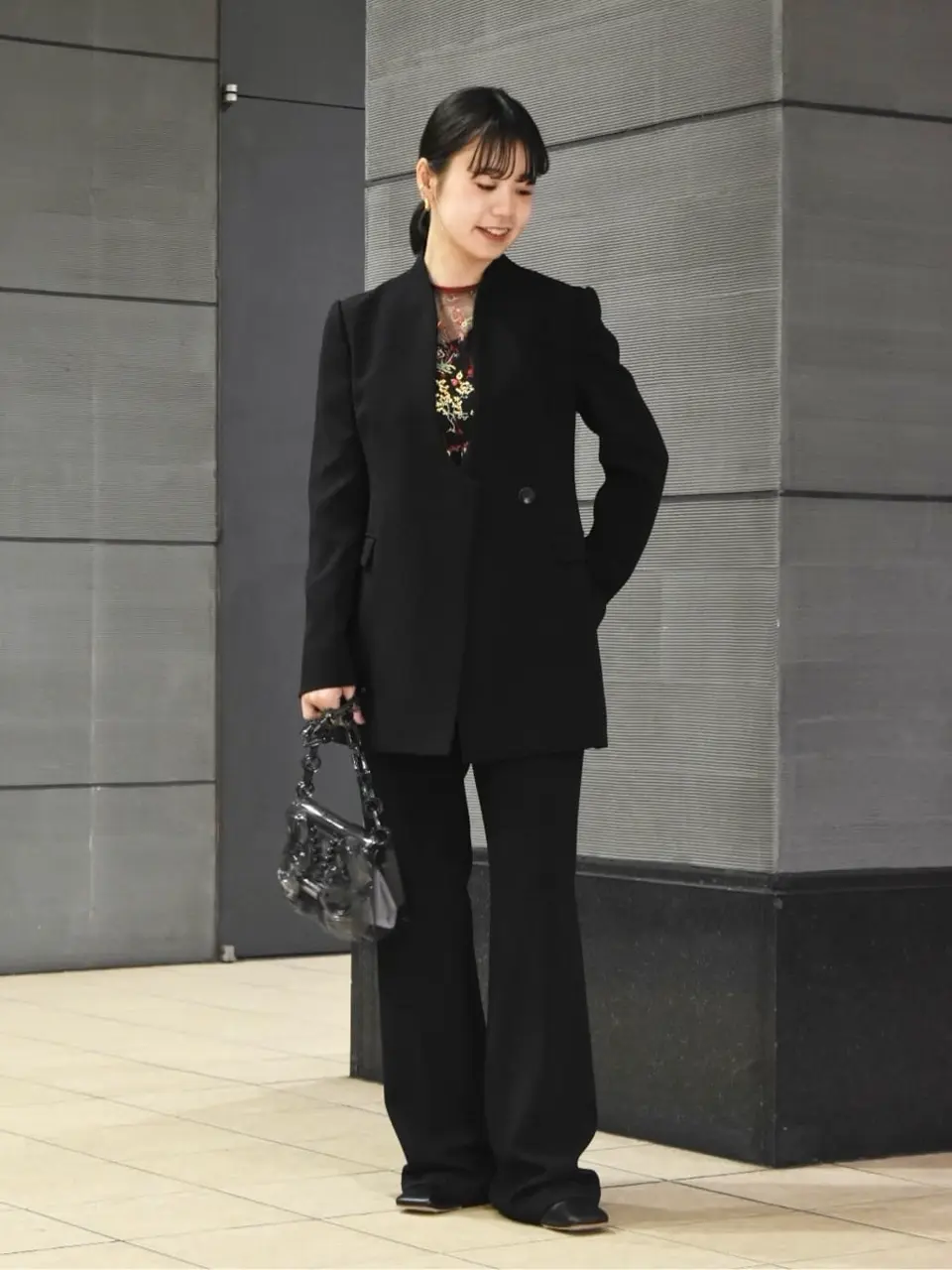 Mame Kurogouchi(マメ クロゴウチ)】 Acetate Polyester Collarless