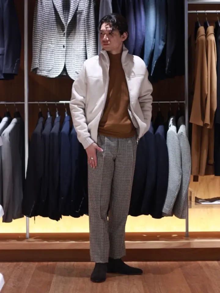 Gran Sasso グランサッソ⭐︎ムートン×ニットコンビネーションブルゾン Gran Sasso(グランサッソ)】 エコムートン×ニットリブ立ち襟